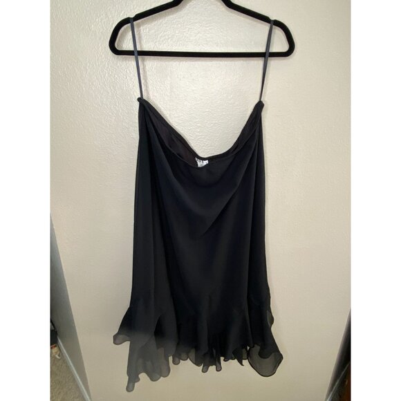 J.B.S. Womens Black Chiffon Ruffle Hem Skirt 2X Lightweight Polyester Midi - Picture 2 of 7